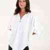 Textured Half Zip Top(Textured Half Zip Top) 8 Textured Half Zip Top(Textured Half Zip Top) -Repertoire Fashion Store SS25109 WHITE 35356 1
