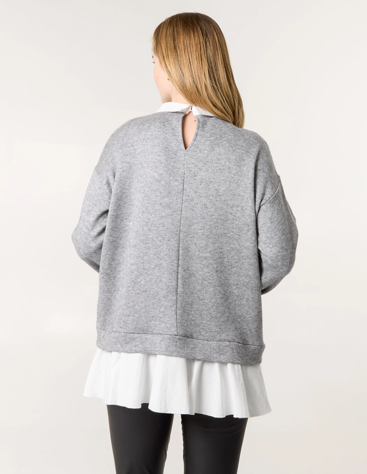 2in1 Cut & Sew Sweater(Grey 2in1 Cut Sew Sweater) 4 2in1 Cut & Sew Sweater(Grey 2in1 Cut Sew Sweater) - Image 4