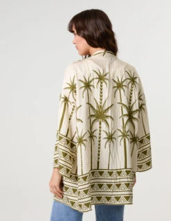 Palm Print Kimono(Palm Print Kimono) -Repertoire Fashion Store SS25197 KHAKI 0255