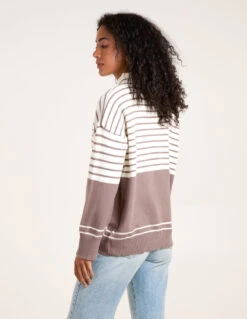 Mixed Stripe Round Neck Jumper(Mocha Mixed Stripe Round Neck Jumper) -Repertoire Fashion Store ST2341 MOCHA 5