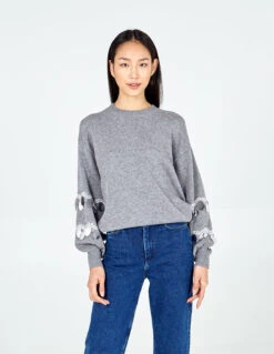 Balloon Sequin Disc Sleeve Jumper(Balloon Sequin Disc Sleeve Jumper) 8 Balloon Sequin Disc Sleeve Jumper(Balloon Sequin Disc Sleeve Jumper) -Repertoire Fashion Store WF4353 GREY 2