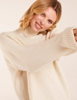 High Neck Jumper(Ivory High Neck Jumper) -Repertoire Fashion Store WF5033 IVORY 0513