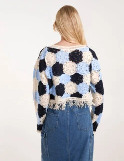 Big Flower Jumper(Big Flower Jumper) -Repertoire Fashion Store WF5121 BLUE 0459