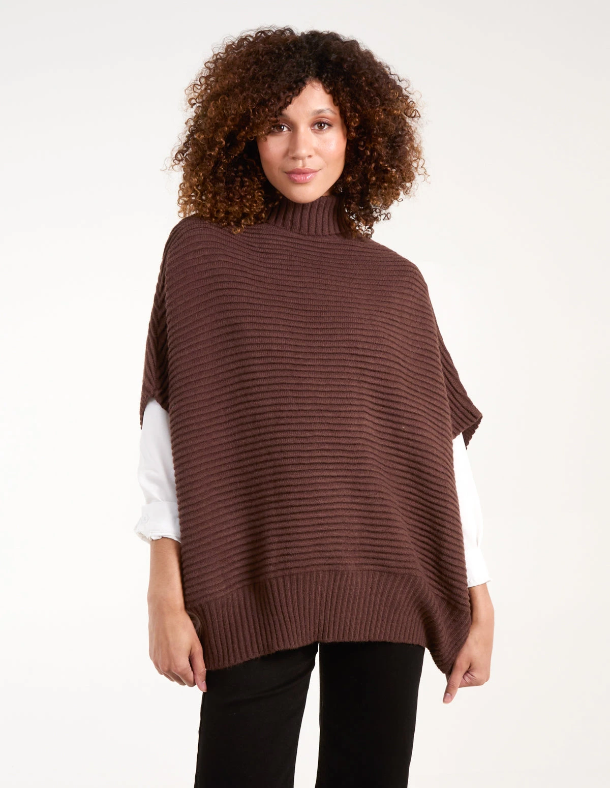 High Neck Oversized Ribbed Tabard Jumper(Brown High Neck Oversized Ribbed Tabard Jumper) 1 High Neck Oversized Ribbed Tabard Jumper(Brown High Neck Oversized Ribbed Tabard Jumper)