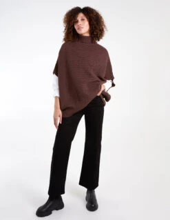 High Neck Oversized Ribbed Tabard Jumper(Brown High Neck Oversized Ribbed Tabard Jumper) 6 High Neck Oversized Ribbed Tabard Jumper(Brown High Neck Oversized Ribbed Tabard Jumper) -Repertoire Fashion Store WF5225BV025 135407