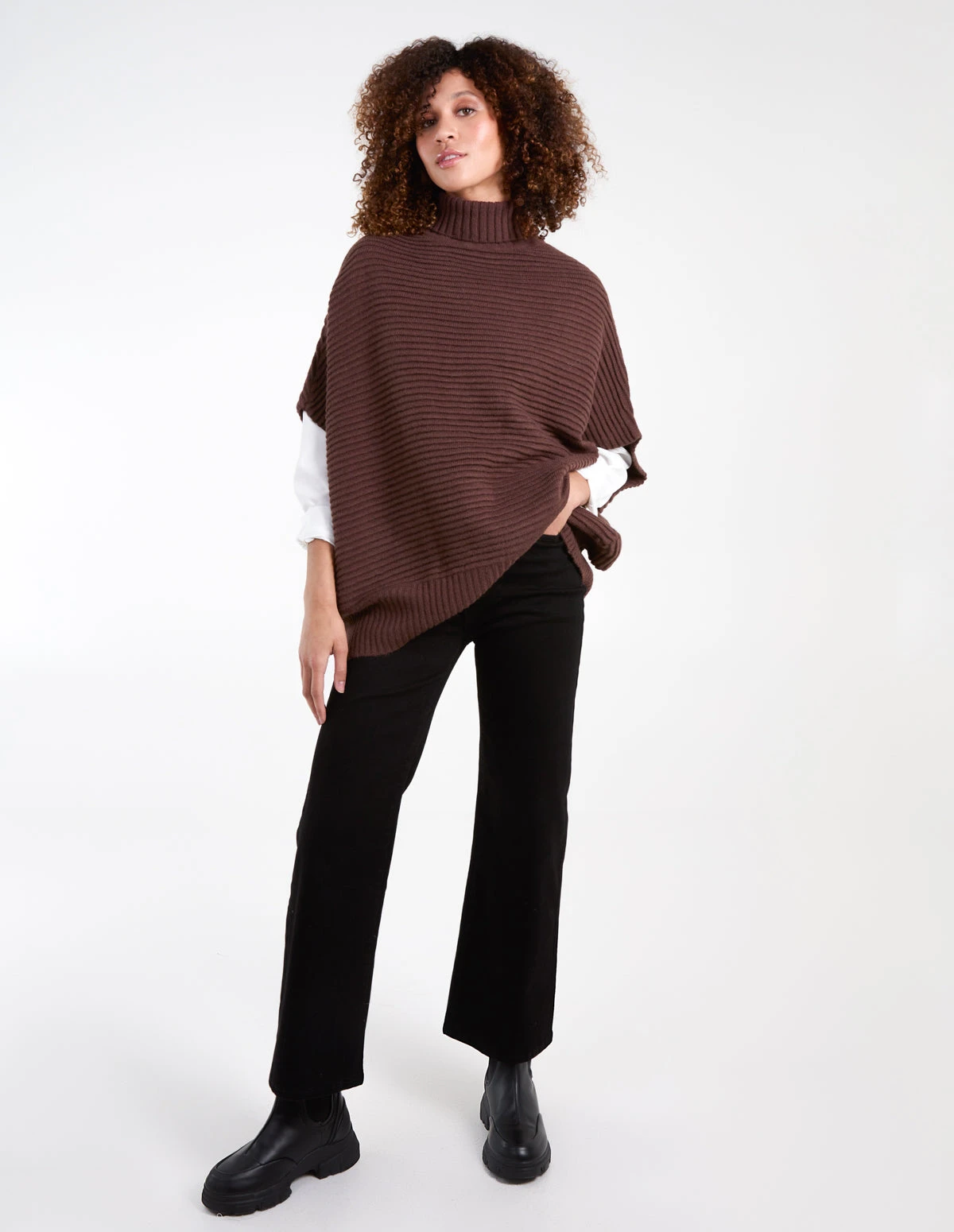 High Neck Oversized Ribbed Tabard Jumper(Brown High Neck Oversized Ribbed Tabard Jumper) 3 High Neck Oversized Ribbed Tabard Jumper(Brown High Neck Oversized Ribbed Tabard Jumper) - Image 3