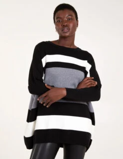 Multi Stripe Colour Block Jumper(Multi Stripe Colour Block Jumper)