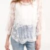 Lace Butterfly Sleeve Blouse(Lace Butterfly Sleeve Blouse) -Repertoire Fashion Store WF5228 IVORY 37543