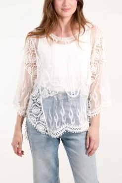 Lace Butterfly Sleeve Blouse(Lace Butterfly Sleeve Blouse)