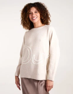 Oui Embroidery Jumper(Beige Oui Embroidery Jumper)