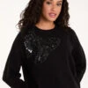 Embellished Sequin Butterfly Jumper(Black Embellished Sequin Butterfly Jumper) 10 Embellished Sequin Butterfly Jumper(Black Embellished Sequin Butterfly Jumper) -Repertoire Fashion Store WF5303 BLACK 12948