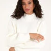 Textured High Neck Jumper(White Textured High Neck Jumper)