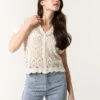 Short Sleeved Button Crochet Top(Short Sleeved Button Crochet Top) -Repertoire Fashion Store WF5411BV001 145776