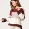 Colourful Stripped V Neck Jumper(Berry Colourful Stripped V Neck Jumper)