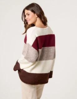 Colourful Stripped V Neck Jumper(Berry Colourful Stripped V Neck Jumper) -Repertoire Fashion Store WF5469 BERRY 25995 5892e66c 1519 4098 bd3d 153e344850a6