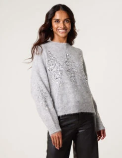Diamond Sequin Jumper(Grey Diamond Sequin Jumper)