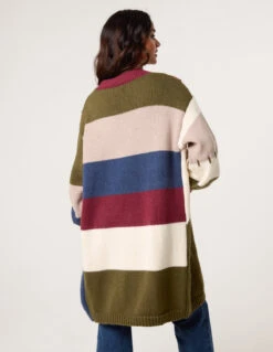 Blanket Stitch Detailed Colourblock Cardigan(Blanket Stitch Detailed Colourblock Cardiga) -Repertoire Fashion Store WF5535 NAVY 0839