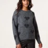 Jumper With Sparkly Hearts(Grey Jumper With Sparkly Hearts) -Repertoire Fashion Store WF5538 GREY 1699