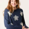 Jumper With Embroidered Flowers(Navy Jumper With Embroidered Flowers) 9 Jumper With Embroidered Flowers(Navy Jumper With Embroidered Flowers) -Repertoire Fashion Store WF5540 NAVY 258515 fb0fb0bb ae22 4544 878f b3f5ef255621