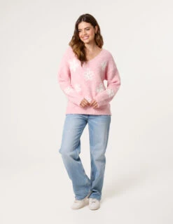 V Neck Flower And Pearl Jumper(Pink V Neck Flower And Pearl Jumper) -Repertoire Fashion Store WF5566 PINK 26341 c355c72f 4572 4289 99a9 0f92b0be9077