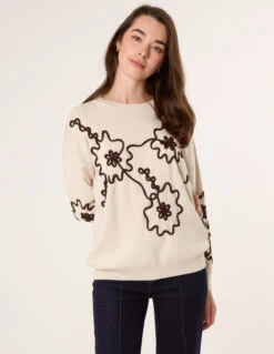 Floral Embroidery Detailed Jumper(Stone Floral Embroidery Detailed Jumper)