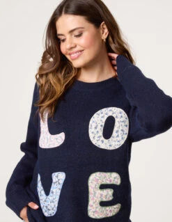 Embroidered Love Design Jumper(Navy Embroidered Love Design Jumper) -Repertoire Fashion Store WF5645 NAVY 26325 2f3f697a be6d 4c1e a253 244e6bcc848b