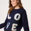 Embroidered Love Design Jumper(Navy Embroidered Love Design Jumper)