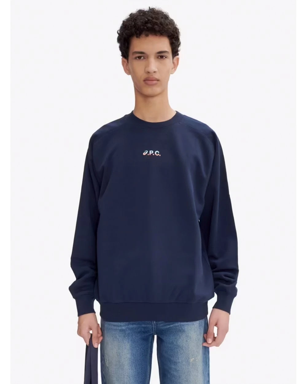 A.P.C. Mens Asics Lake Sweatshirt Dark Navy Blue 2 A.P.C. Mens Asics Lake Sweatshirt Dark Navy Blue - Image 2