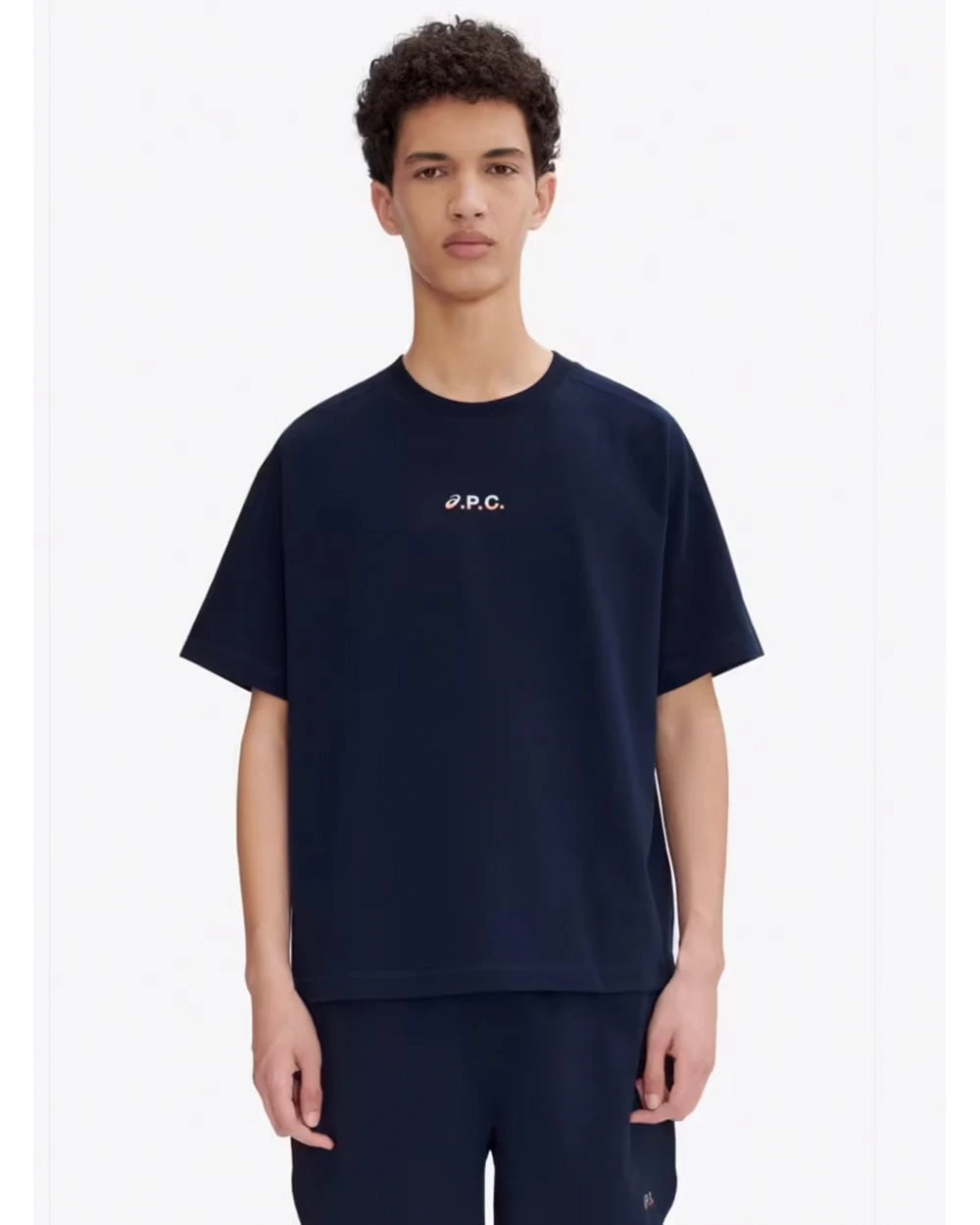 A.P.C. Mens Asics Wind T-Shirt Dark Navy Blue 2 A.P.C. Mens Asics Wind T-Shirt Dark Navy Blue - Image 2