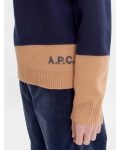 A.P.C. Mens Edwardo Stripe Jumper Dark Navy -Repertoire Fashion Store a p c mens edwardo stripe jumper dark navy p45345 293784 image