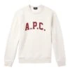 A.P.C. Mens Harris Curved Logo Sweatshirt Ecru/Red 13 A.P.C. Mens Harris Curved Logo Sweatshirt Ecru/Red -Repertoire Fashion Store a p c mens harris curved logo sweatshirt ecru red p46904 317771 image