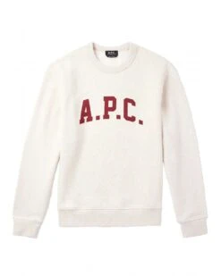 A.P.C. Mens Harris Curved Logo Sweatshirt Ecru/Red