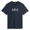 A.P.C. Mens Hugo Wrapped Logo T-Shirt Dark Navy -Repertoire Fashion Store a p c mens hugo wrapped logo t shirt dark navy p46902 317767 image