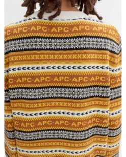 A.P.C. Mens Malcolm Repeat Pattern Jumper Brown -Repertoire Fashion Store a p c mens malcolm repeat pattern jumper brown p45347 293772 image