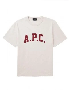 A.P.C. Mens Marcus Curved Logo T-Shirt Ecru/Red