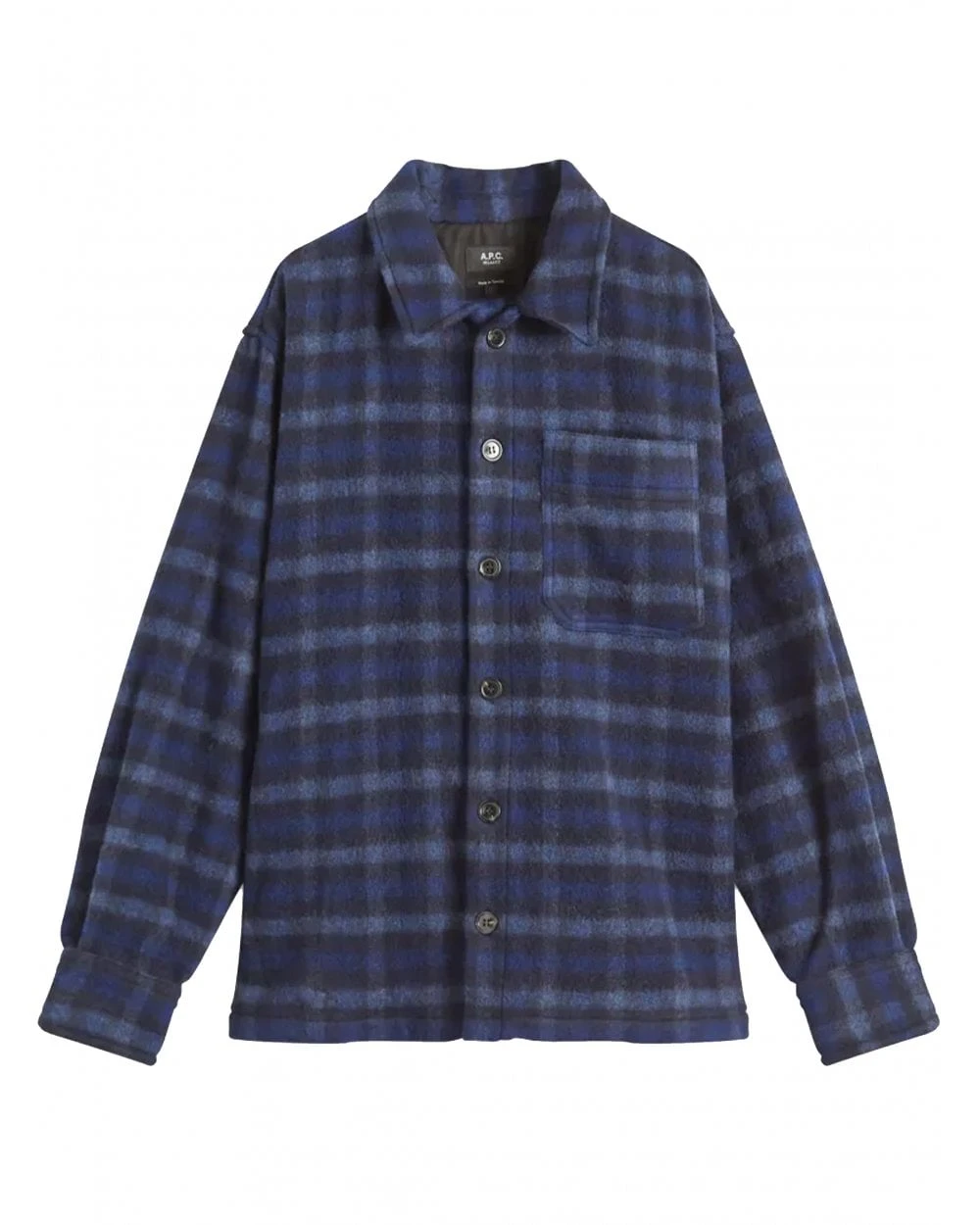 A.P.C. Mens Stanley Check Overshirt Dark Navy 1 A.P.C. Mens Stanley Check Overshirt Dark Navy