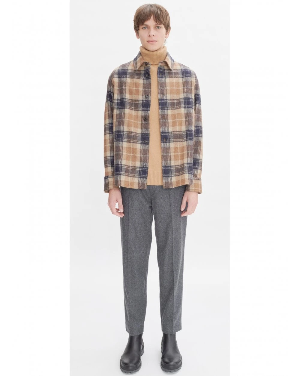 A.P.C. Mens Surchemise Bobby Check Overshirt Beige 1 A.P.C. Mens Surchemise Bobby Check Overshirt Beige