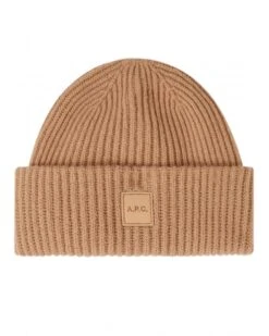 A.P.C. Unisex Michelle Ribbed Beanie Camel Brown