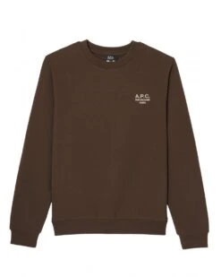 A.P.C. Unisex Rue Madame Script Logo Sweatshirt Ecru/Brown