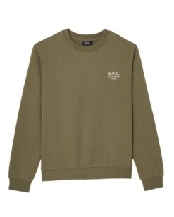 A.P.C. Unisex Rue Madame Script Logo Sweatshirt Khaki/White