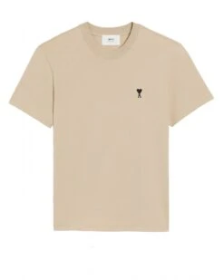 Ami Mens De Coeur Heart Logo T-Shirt Beige/White Coffee