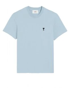 Ami Mens De Coeur Heart Logo T-Shirt Sky Blue