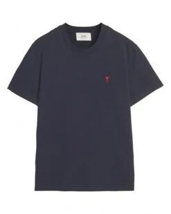 Ami Mens De Coeur Heart T-Shirt Night Blue