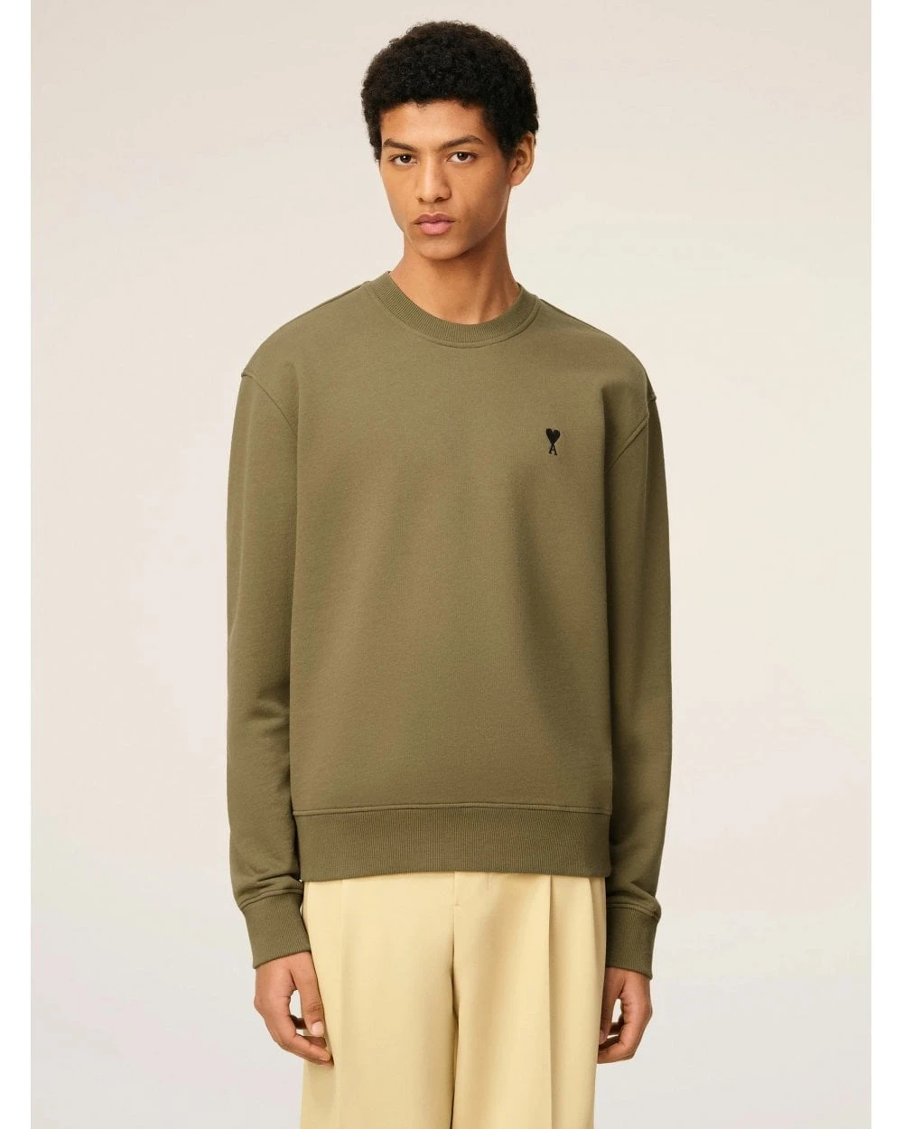 Ami Mens De Coeur Sweatshirt Bronze Green 2 Ami Mens De Coeur Sweatshirt Bronze Green - Image 2