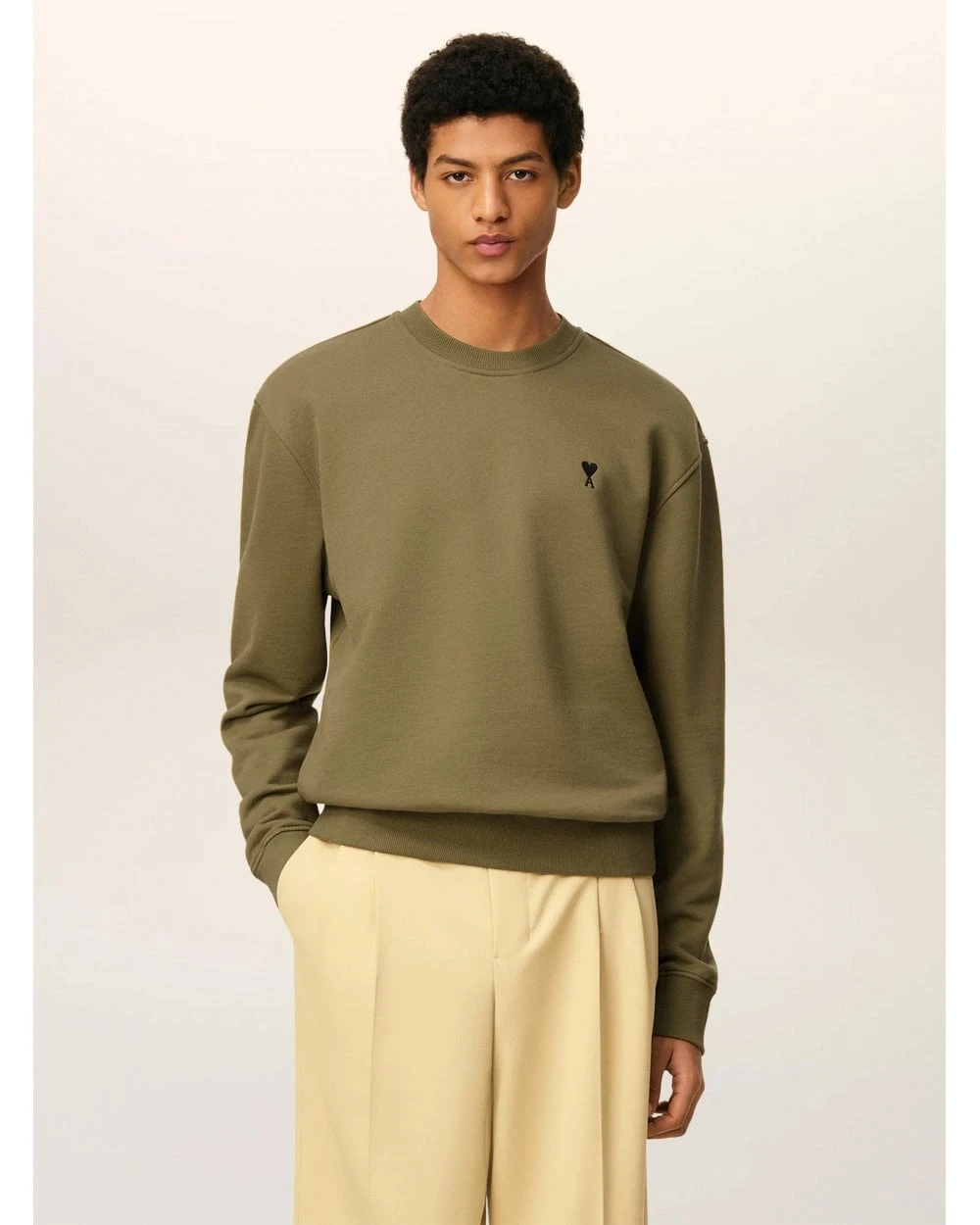 Ami Mens De Coeur Sweatshirt Bronze Green 4 Ami Mens De Coeur Sweatshirt Bronze Green - Image 4