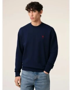 Ami Mens De Coeur Sweatshirt Night Blue 9 Ami Mens De Coeur Sweatshirt Night Blue -Repertoire Fashion Store ami mens de coeur sweatshirt night blue p46851 318893 image