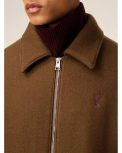 Ami Mens De Coeur Zip Wool Bomber Jacket Hazelnut Brown -Repertoire Fashion Store ami mens de coeur zip wool bomber jacket hazelnut brown p46866 320915 image