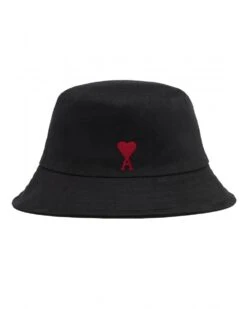 Ami Mens Embroidery Logo Bucket Hat Black
