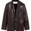 Ami Mens Leather Blazer Jacket Dark Coffee Brown 11 Ami Mens Leather Blazer Jacket Dark Coffee Brown -Repertoire Fashion Store ami mens leather blazer jacket dark coffee brown p45485 298697 image