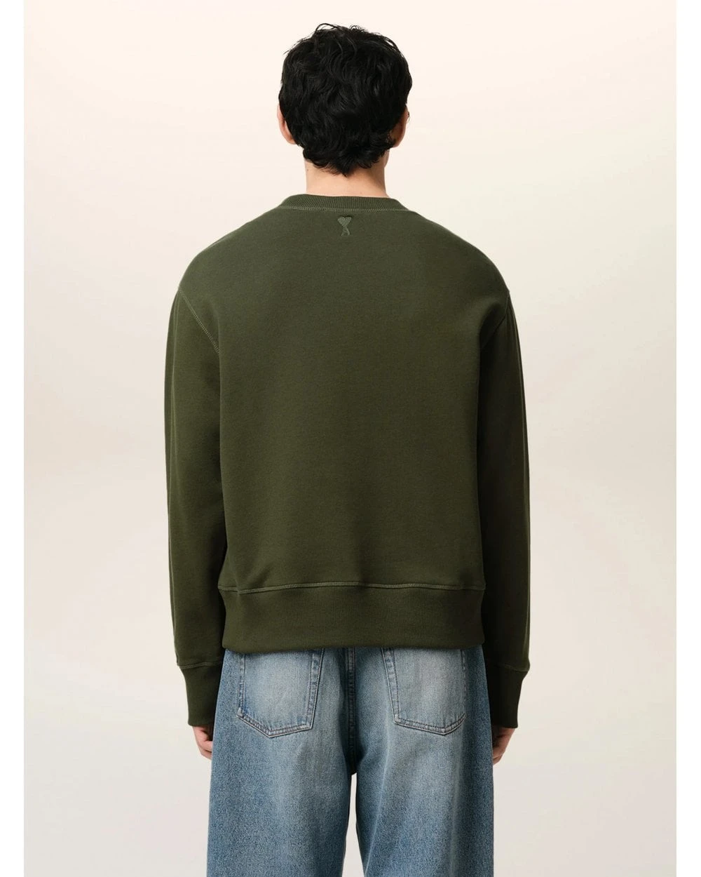 Ami Mens Script Letter Sweatshirt Loden Green 5 Ami Mens Script Letter Sweatshirt Loden Green - Image 5